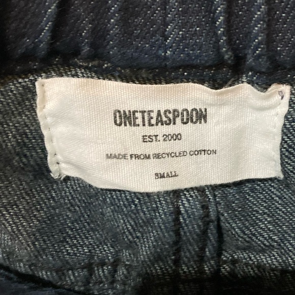 One Teaspoon Shabbies Dark Wash Distressed Drawstring Jeans Size Small - Picture 10 of 13
